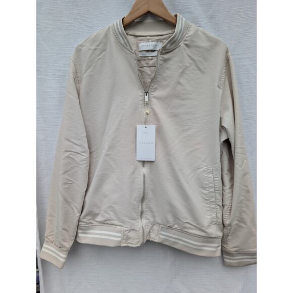 Denim & Flower Ricky Singh Mens Oxford Bomber Jacket XL Sand Lightweight - Picture 1 of 5